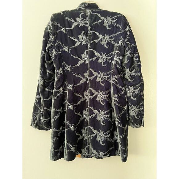 Favourbrook Dark Green Teal Velvet Sequin Floral Jacket Sz 10 - Picture 6 of 7